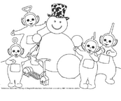 coloriage teletubbies font un bonhomme de neige